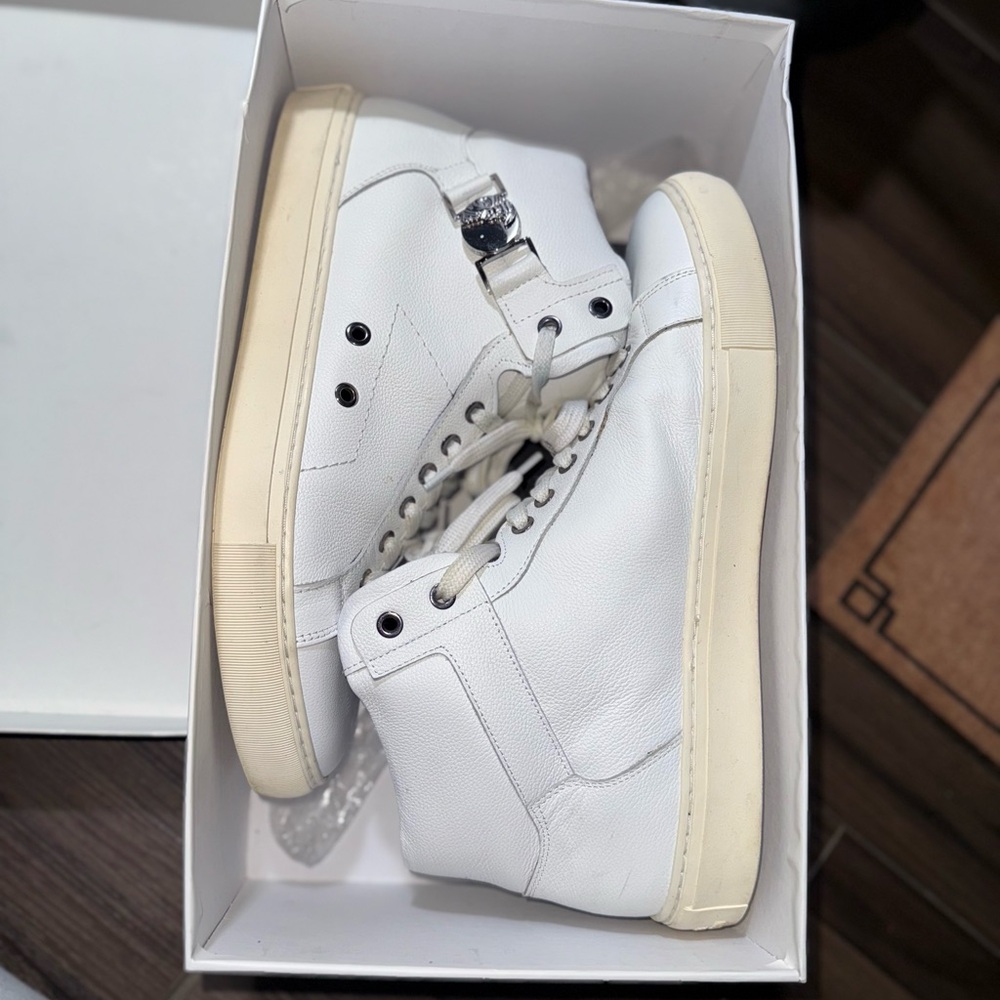 Versace White Cream High-Top Sneakers
